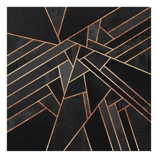 Obrazy do salonu nowoczesne Czarne trójkąty złote