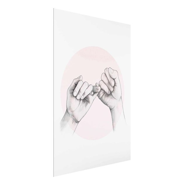 Obrazy do salonu nowoczesne Ilustracja dłoni Przyjaźń Koło Różowy Biały