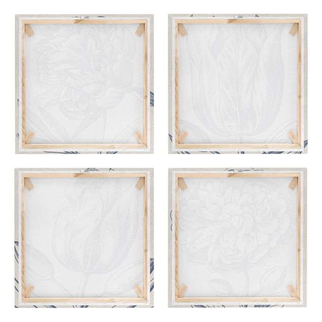 Obrazy drukowane na płótnie Kwiat indygo na lnie Zestaw II