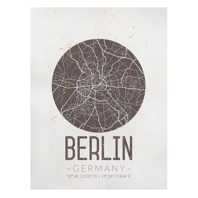 Obrazki czarno białe Mapa miasta Berlin - Retro