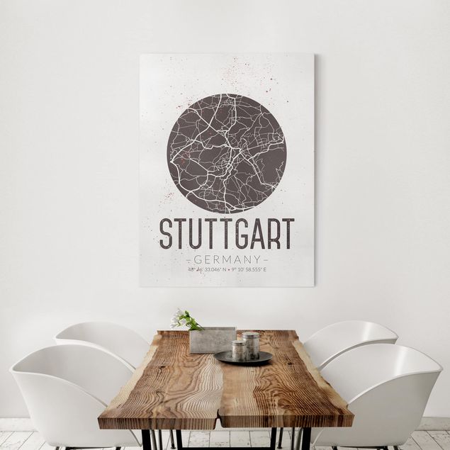 Obrazy nowoczesne Mapa miasta Stuttgart - Retro