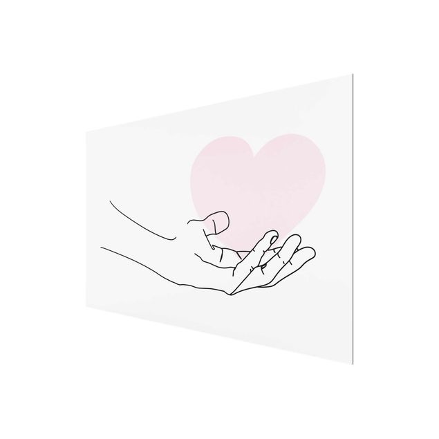 Obraz różowy Ręka z sercem Line Art