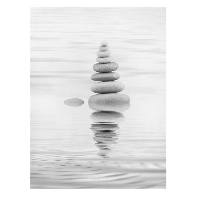Obrazy artystów Kamienna wieża w wodzie, czarno-biała