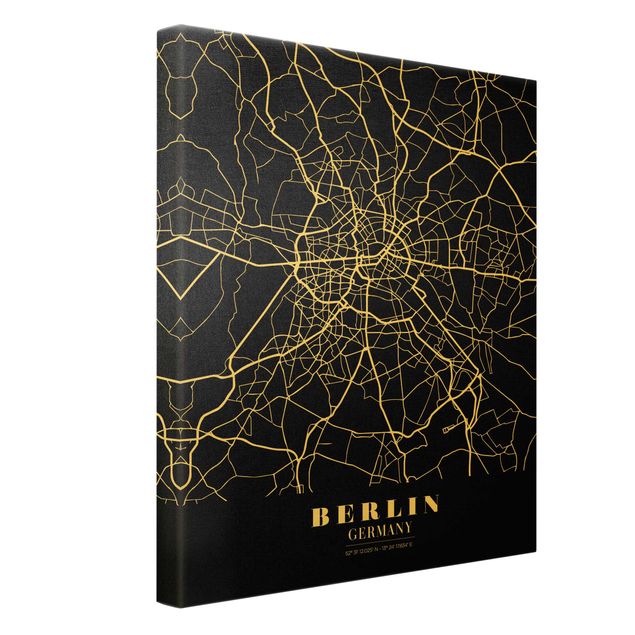 Obraz czarny Mapa miasta Berlin - Klasyczna czerń