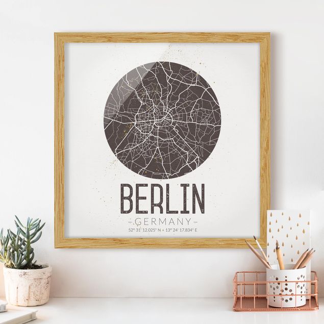 Obrazy Berlin Mapa miasta Berlin - Retro