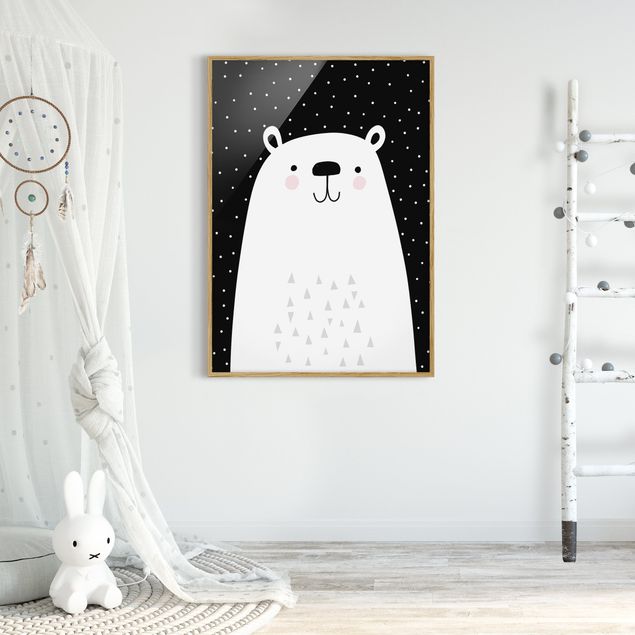 Obrazy w ramie dla dzieci Park zwierząt z wzorami - Niedźwiedź polarny