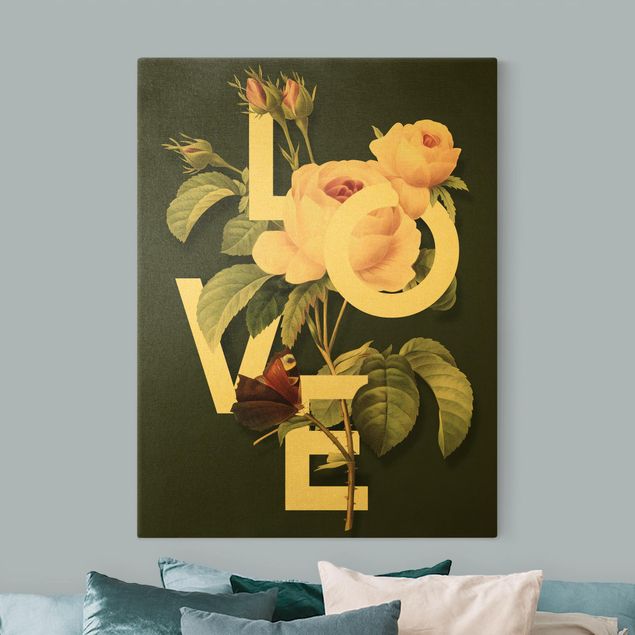 Obrazy kwiatowe Kwiatowa typografia - miłość