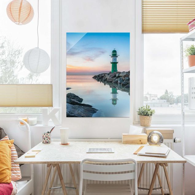 Obrazy na szkle portret Zachód słońca w latarni morskiej