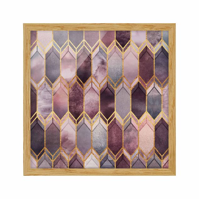 Obrazy w ramie do łazienki Malarstwo szklane geometryczne Rosé Złoto