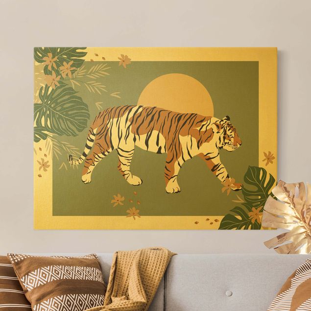 Obraz z tygrysem Zwierzęta safari - Tygrys o zachodzie słońca