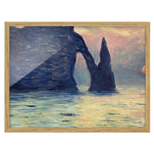 Obrazy w ramie krajobraz Claude Monet - Zachód słońca w skałach