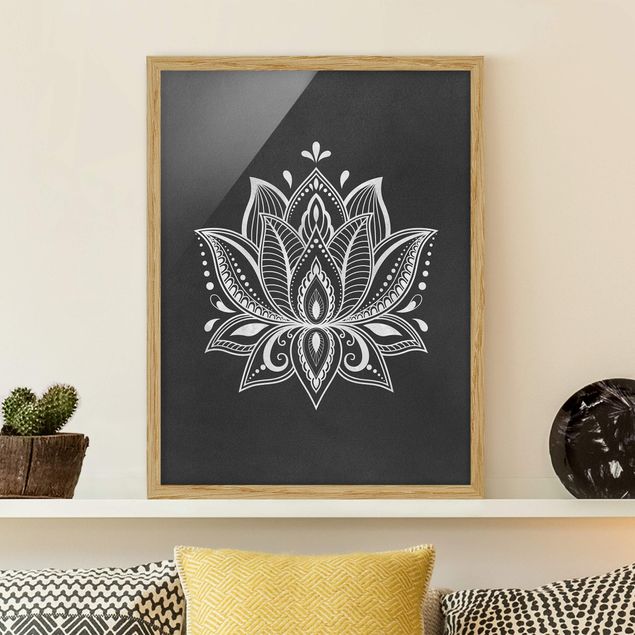 Dekoracja do kuchni Lotus Ilustracja biała czarna