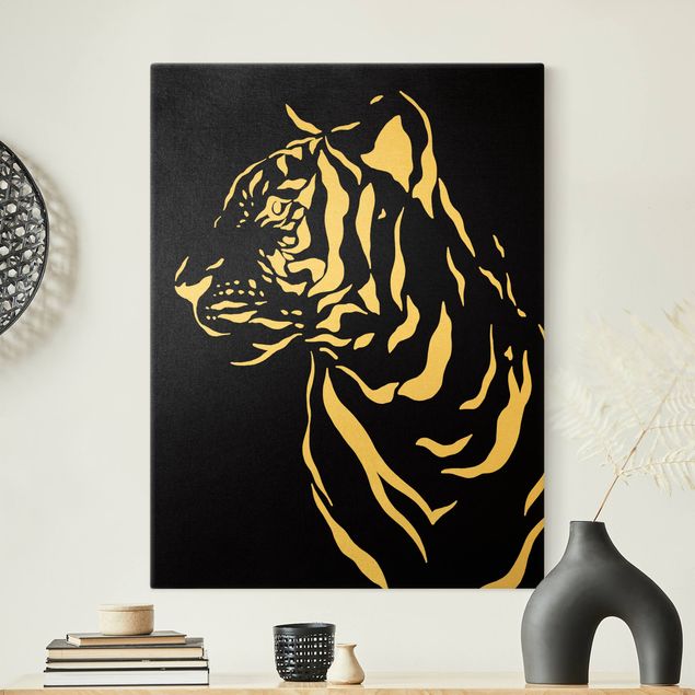 Obrazy tygrys Safari Zwierzęta - portret tygrysa Czarny