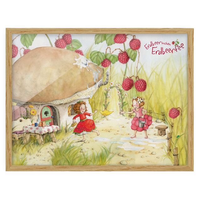 Czerwony obraz Truskawkowa wróżka - Pod krzakiem malin