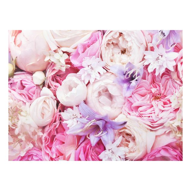Nowoczesne obrazy do salonu Róże w stylu shabby z kwiatami dzwonków