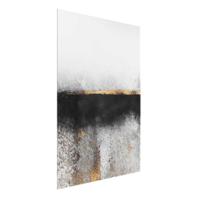 Obrazy na szkle abstrakcja Abstrakcja Złoty horyzont czarno-biały
