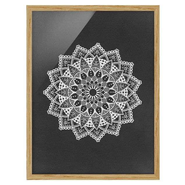 Obrazy w ramie do kuchni Mandala Ilustracja Ornament biały czarny