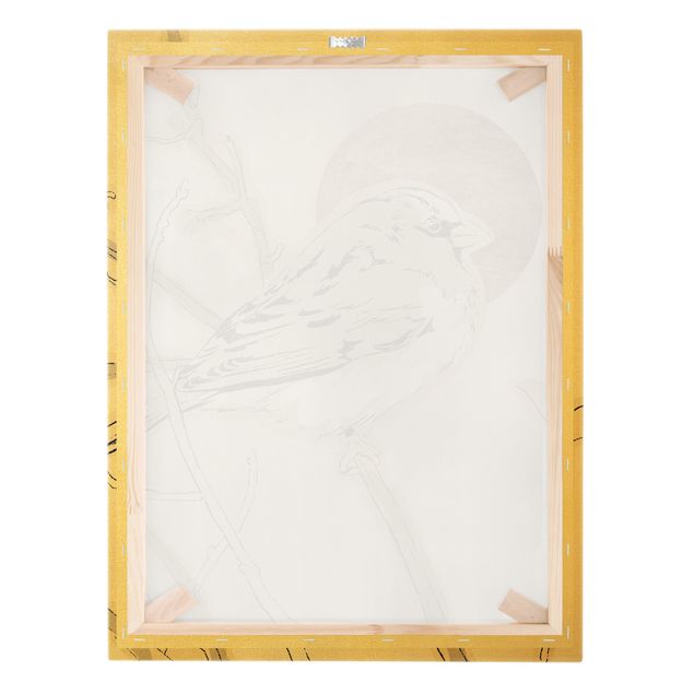 Obrazy drukowane na płótnie Ptak na tle złotego słońca IV