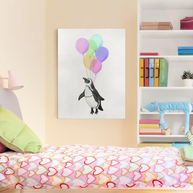Dekoracja do kuchni Ilustracja pastelowych balonów w kształcie pingwina