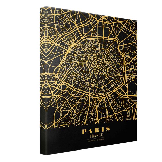 Obraz czarny Mapa miasta Paris - Klasyczna Black
