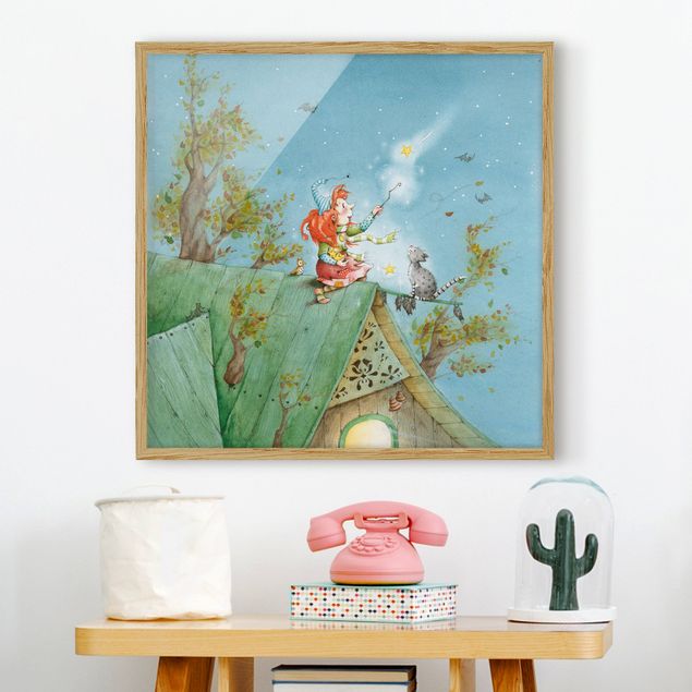 Obrazy w ramie dla dzieci Frida i kot Pumpernikiel uwalniają gwiazdy
