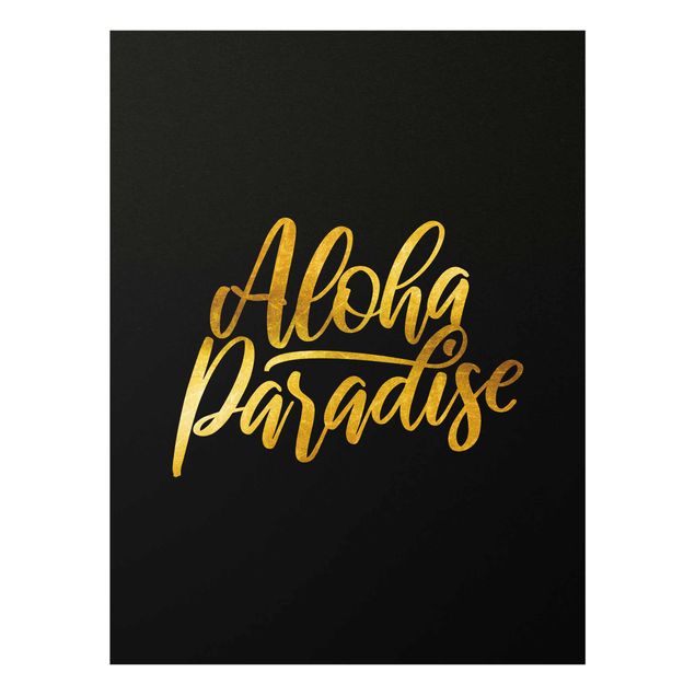 Obrazy do salonu nowoczesne Złoto - Aloha Paradise na czarnym tle