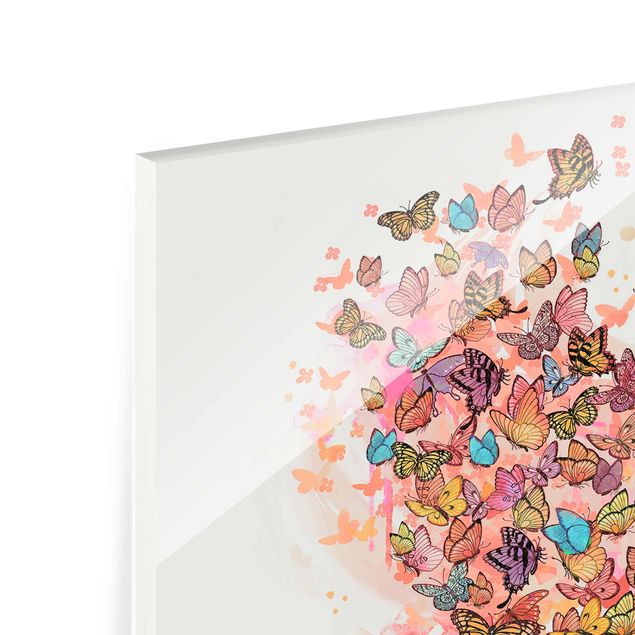 Obrazy do salonu Ilustracja kot z kolorowymi motylami malarstwo
