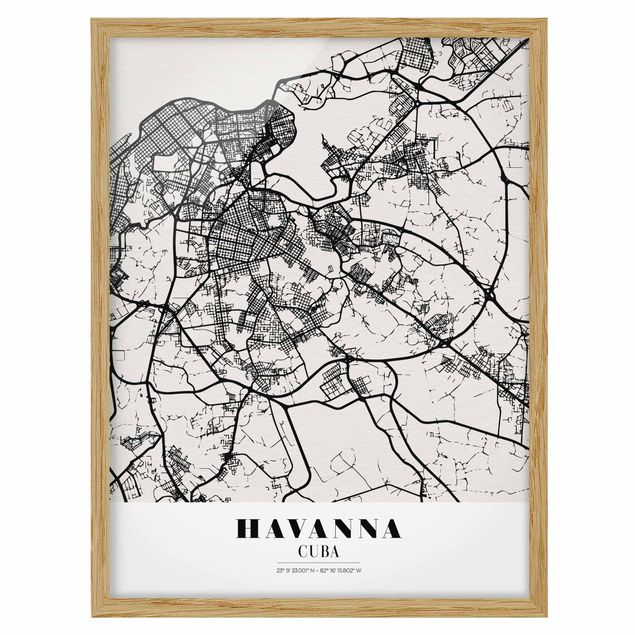 Obrazy w ramie do kuchni Mapa miasta Hawana - Klasyczna