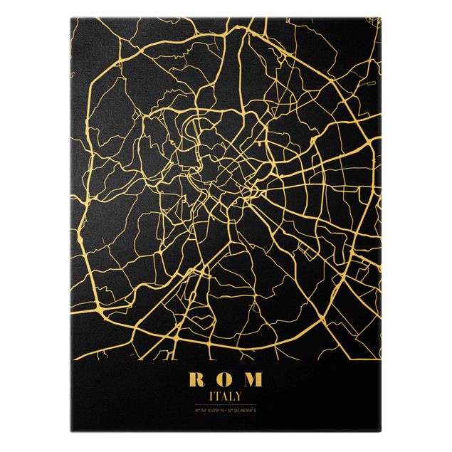 Obrazy mapy Mapa miasta Rome - Klasyczna Black