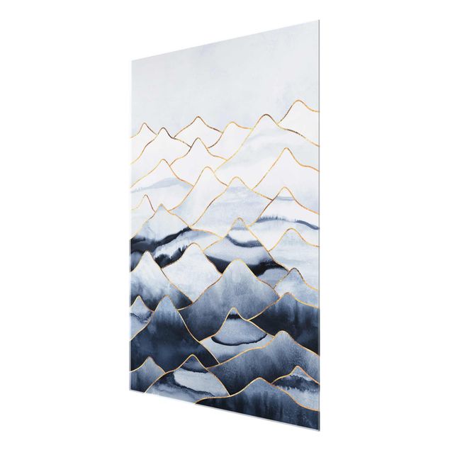 Obrazy na szkle abstrakcja Akwarela Góry Białe Złoto