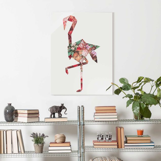 Obrazy na szkle artyści Origami Flamingo