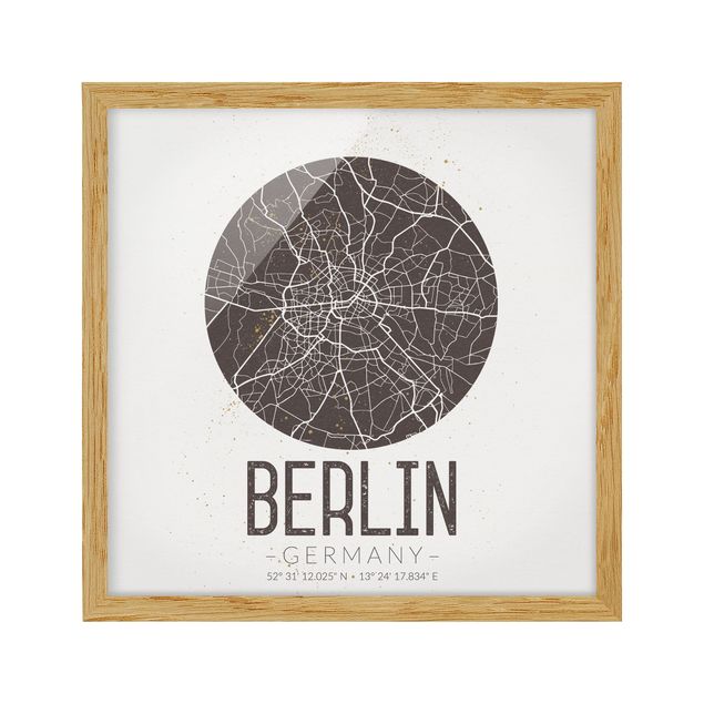 Obrazy w ramie do łazienki Mapa miasta Berlin - Retro