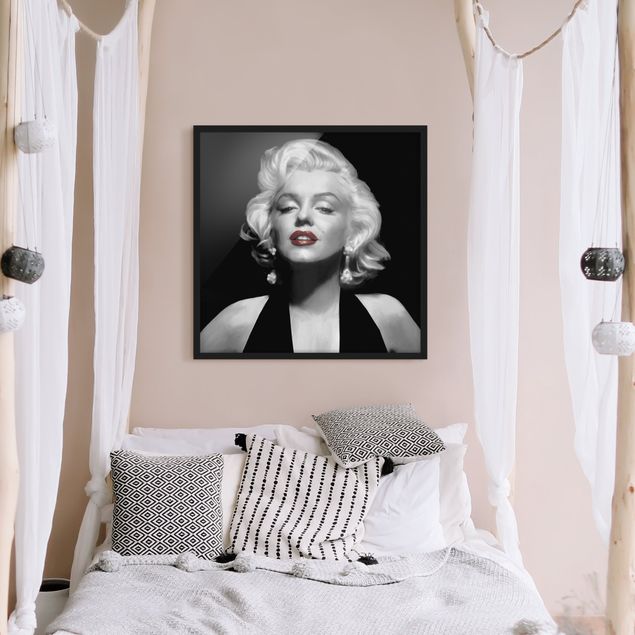 Obrazy w ramie do łazienki Marilyn z czerwonymi ustami