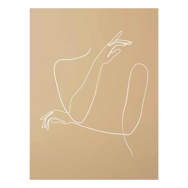 Nowoczesne obrazy Line Art Ręce kobiety beżowy