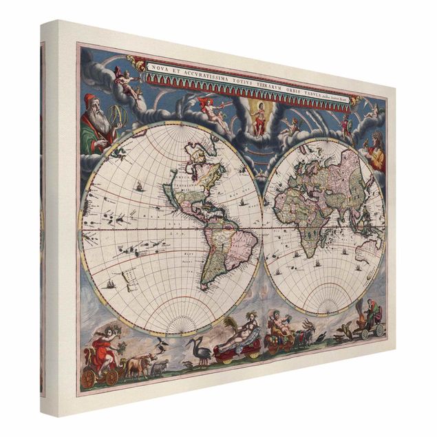 Obrazy retro Historyczna mapa świata Nova et Accuratissima z 1664 r.