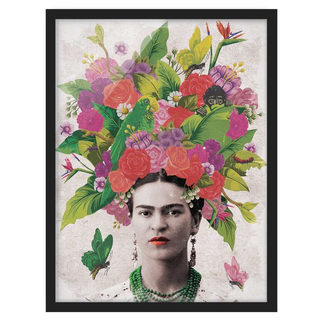 Obrazy w ramie do łazienki Frida Kahlo - Portret z kwiatami
