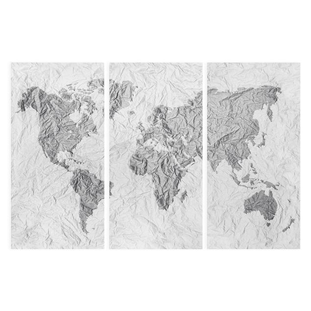 Obrazy na płótnie góra Papierowa mapa świata biała szara