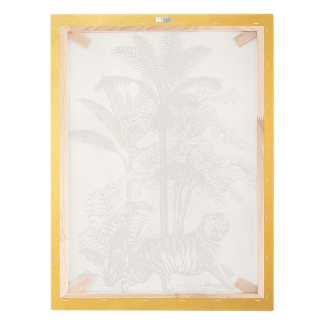 Obrazy motywy kwiatowe Ilustracja w stylu vintage - dumny tygrys