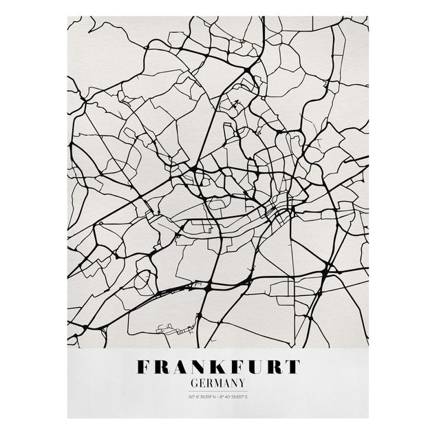 Obrazki czarno białe Mapa miasta Frankfurt - Klasyczna