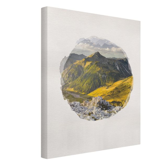 Obrazy góry Akwarele - góry i dolina w Alpach Lechtalskich w Tyrolu