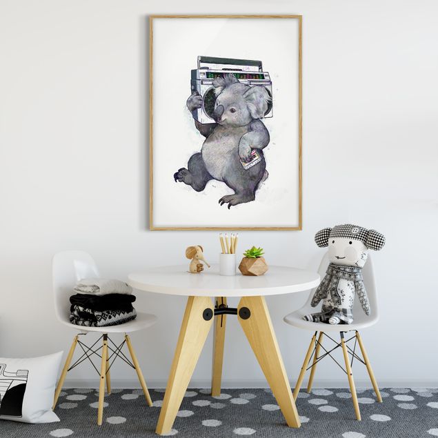 Obrazy ryby Ilustracja Koala z radiem Malowanie