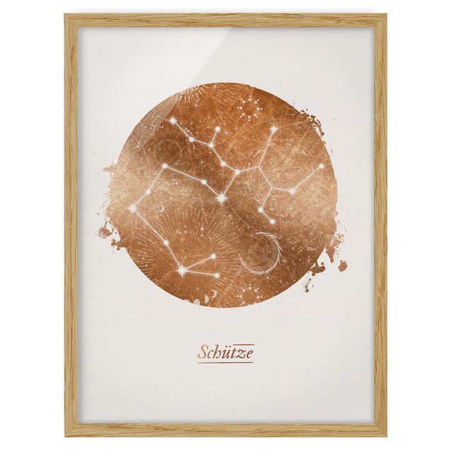 Obrazy w ramie do kuchni Znak zodiaku Sagittarius Złoto