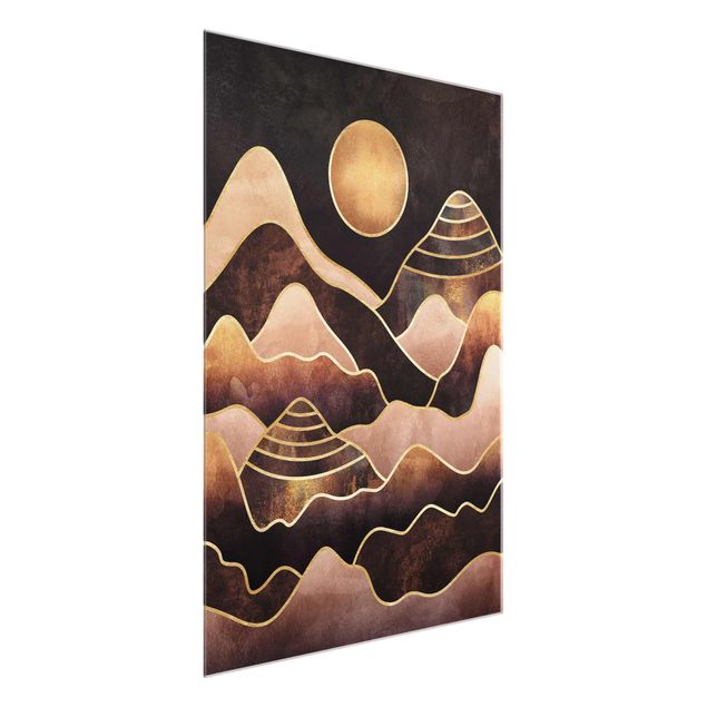 Obrazy na szkle góra Złote słońce abstrakcyjne góry
