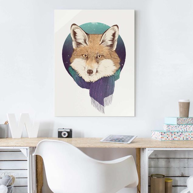 Dekoracja do kuchni Ilustracja Fox Moon Purpurowy turkusowy