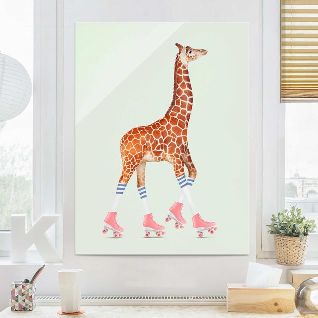 Obrazy nowoczesne Żyrafa na wrotkach