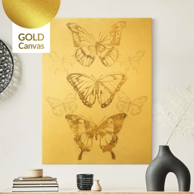 Motyl obraz Kompozycja z motyli w złocie II