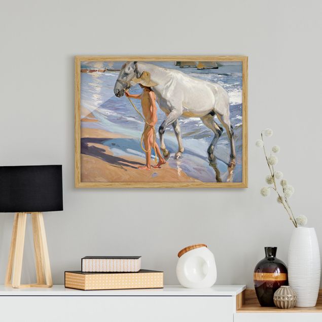 Obrazy w ramie artystyczne Joaquin Sorolla - Kąpiel konia