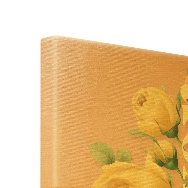 Złoty obraz na płótnie - Kwiatowa typografia - Kwiat