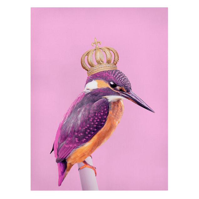 Obrazy ptaki na płótnie Różowy zimorodek z koroną