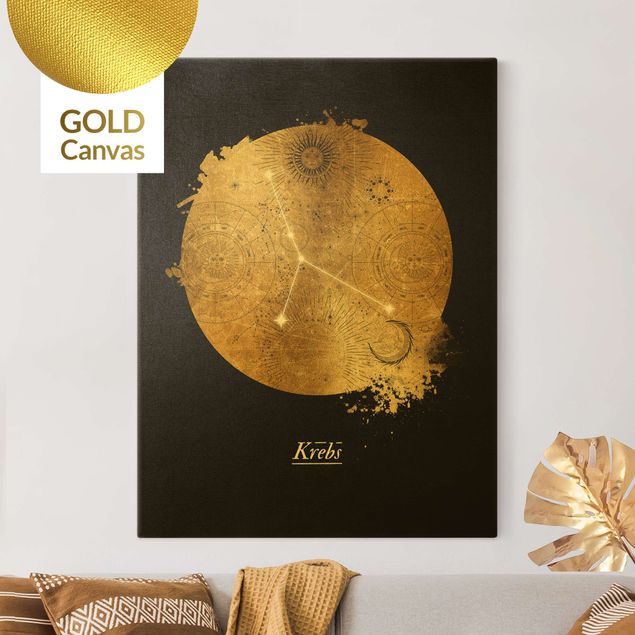Obrazy nowoczesne Znak zodiaku Rak Szare złoto